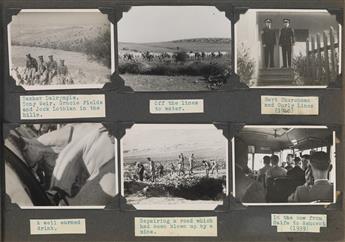 (BRITISH MILITARY--PALESTINE) Album with approximately 85 photographs of a soldier stationed in British-controlled Palestine.